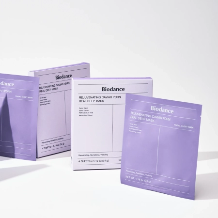 Biodance - Rejuvenating Caviar PDRN Real Deep Mask - Sada kolagénových plátienkových masiek na tvár s PDRN - 4ks/34g