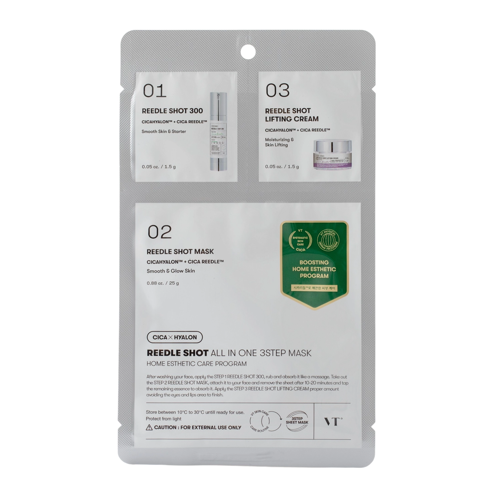 VT Cosmetics - Reedle Shot All In One 3 Step Mask - Vyhladzujúca 3-kroková pleťová maska - 1,5g + 1,5g + 25g