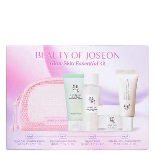 Beauty of Joseon - Glow Skin Essential Kit - Sada kozmetiky - Čistiaci gél 20ml + Ryžové tonikum 40ml + Hydratačný krém 30ml+ SPF krém 20ml
