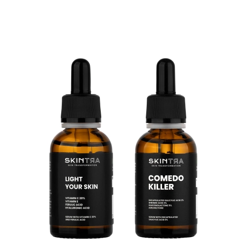 SkinTra - Sada Clear & Bright Duo - Sérum s kyselinou salicylovou 30 ml + Rozjasňujúce sérum s vitamínom C 30 ml