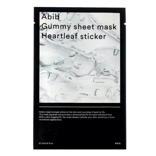 Abib - Gummy Sheet Mask Heartleaf Sticker - Hydratačná textilná maska - 27ml