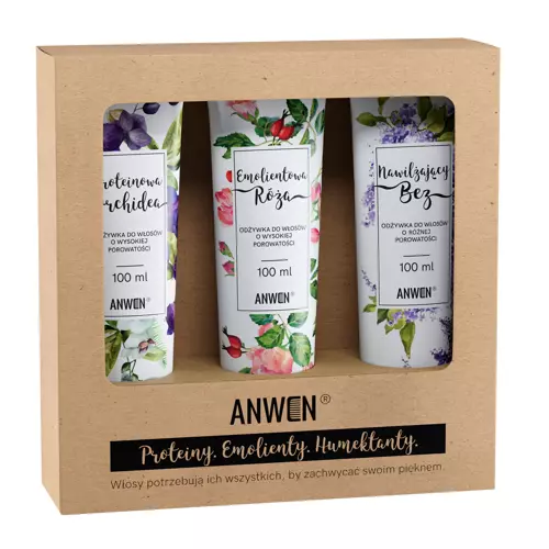 Anwen - Orchidea, ruža a orgován - Sada 3 kondicionérov pre vlasy s vysokou pórovitosťou