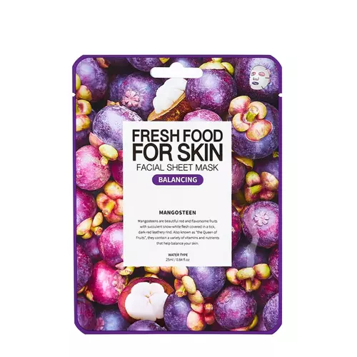 Farmskin - Fresh Food For Skin Facial Sheet Mask Mangosteen - Normalizujúca plátienková maska - 25 ml