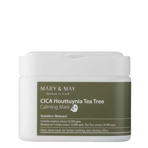 Mary&May - Cica Houttuynia Tea Tree Calming Mask - Sada textilných pleťových masiek proti akné - 30ks