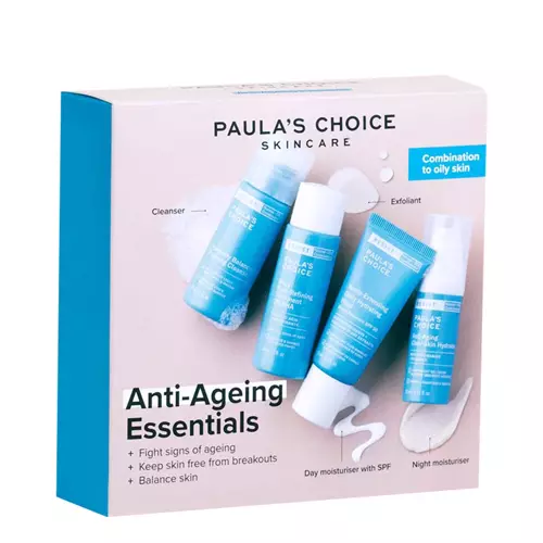 Paula's Choice - Trial Kits Anti-Aging Essentials Combination to Oily Skin - Sada proti vráskam pre problematickú pleť - Umývací gél - 30 ml + SPF emulzia - 15 ml + Kyselinová kúra - 30 ml + Hydratačný nočný krém - 10 ml