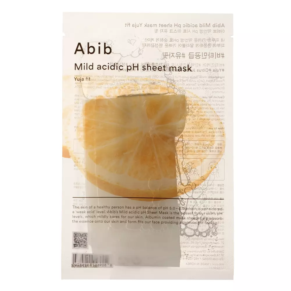 Abib - Mild Acidic pH Sheet Mask Yuja Fit - Revitalizačná plátienková maska - 30 ml