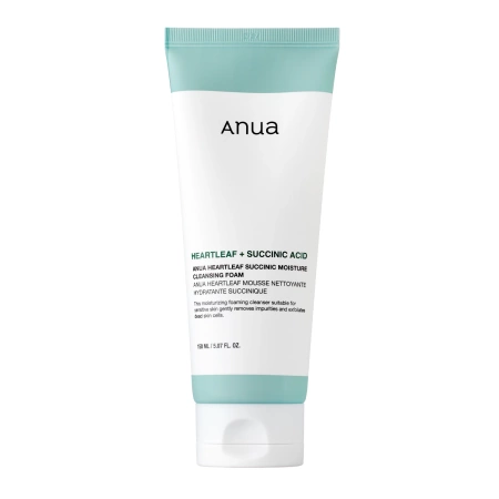 Anua - Heartleaf Succinic Moisture Cleansing Foam - Upokojujúca čistiaca pena na tvár - 150 ml 