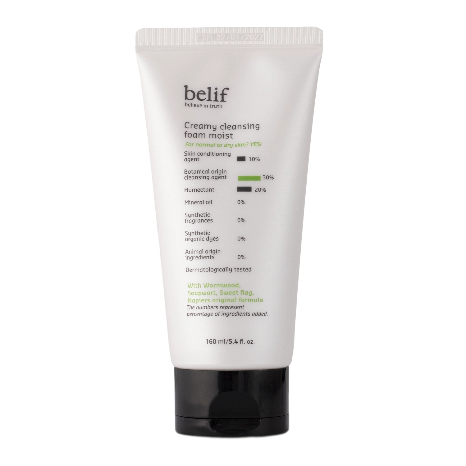 Belif - Creamy Cleansing Foam Moist - Krémová čistiaca pena na tvár - 160 ml