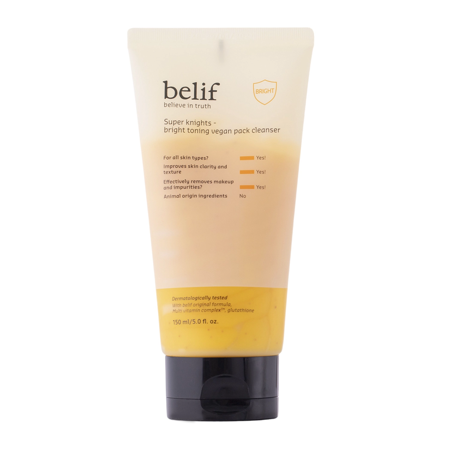 Belif - Super Knights Bright Toning Vegan Pack Cleanser - Rozjasňujúca čistiaca pena na tvár - 150 ml