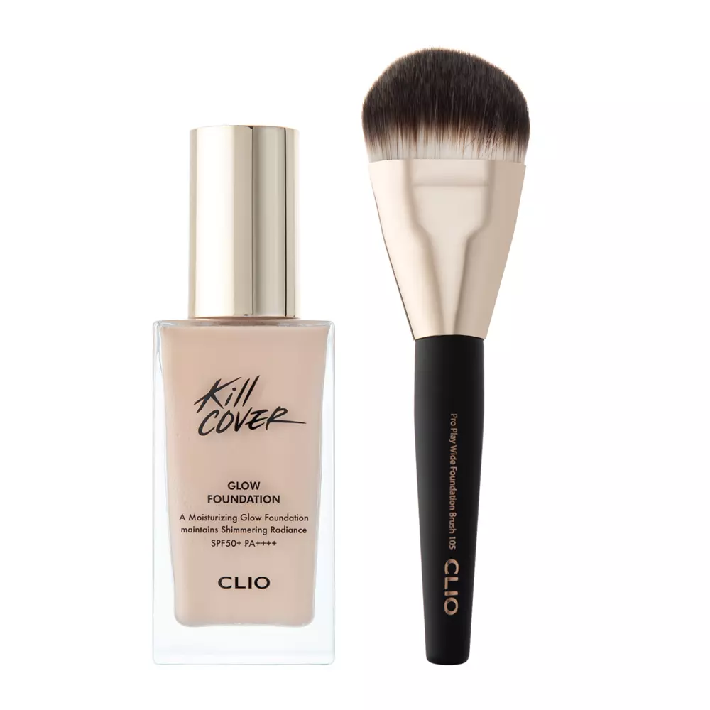 CLIO - Kill Cover Glow Foundation Special Set - Lingerie - Rozjasňujúci make-up s SPF 50+ & štetec - 38 g