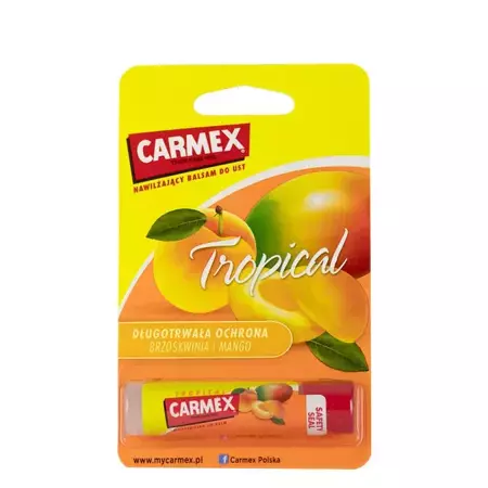 Carmex - Tropical - Tuhý balzam na pery - Broskyňa a mango - 4,25 g