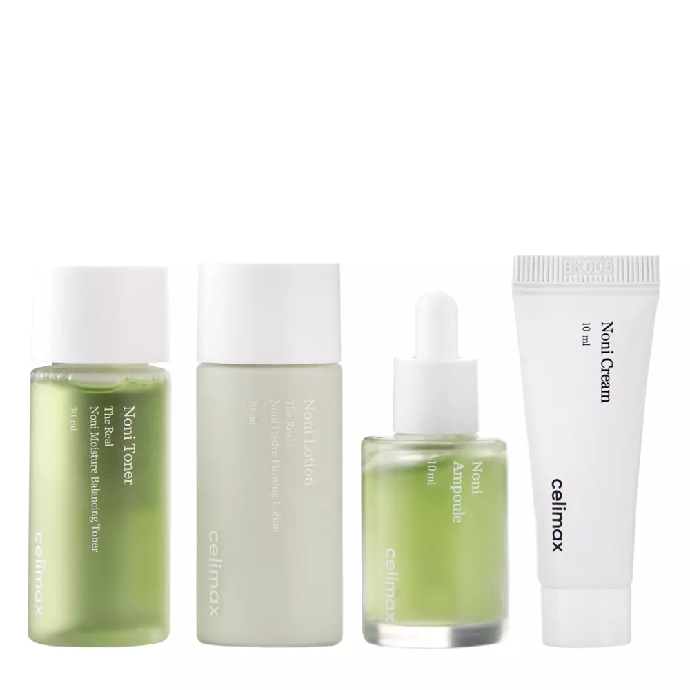 Celimax - The Real Noni Starter Kit - Sada miniatúr - The Real Noni Hydra Firming Lotion - 30 ml + The Real Noni Energy Repair Cream - 10 ml + The Real Noni Moisture Balancing Toner - 30 ml + The Real Noni Energy Ampoule - 10 ml