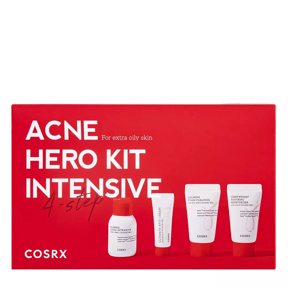 Cosrx - AC Collection Trial Kit - Intensive - Ošetrujúca sada v cestovnom balení pre aknóznu pleť - Čistiaca pena - 20ml + Ľahká esencia - 30ml + Lokálny krém - 5g + Ľahký krém - 20ml