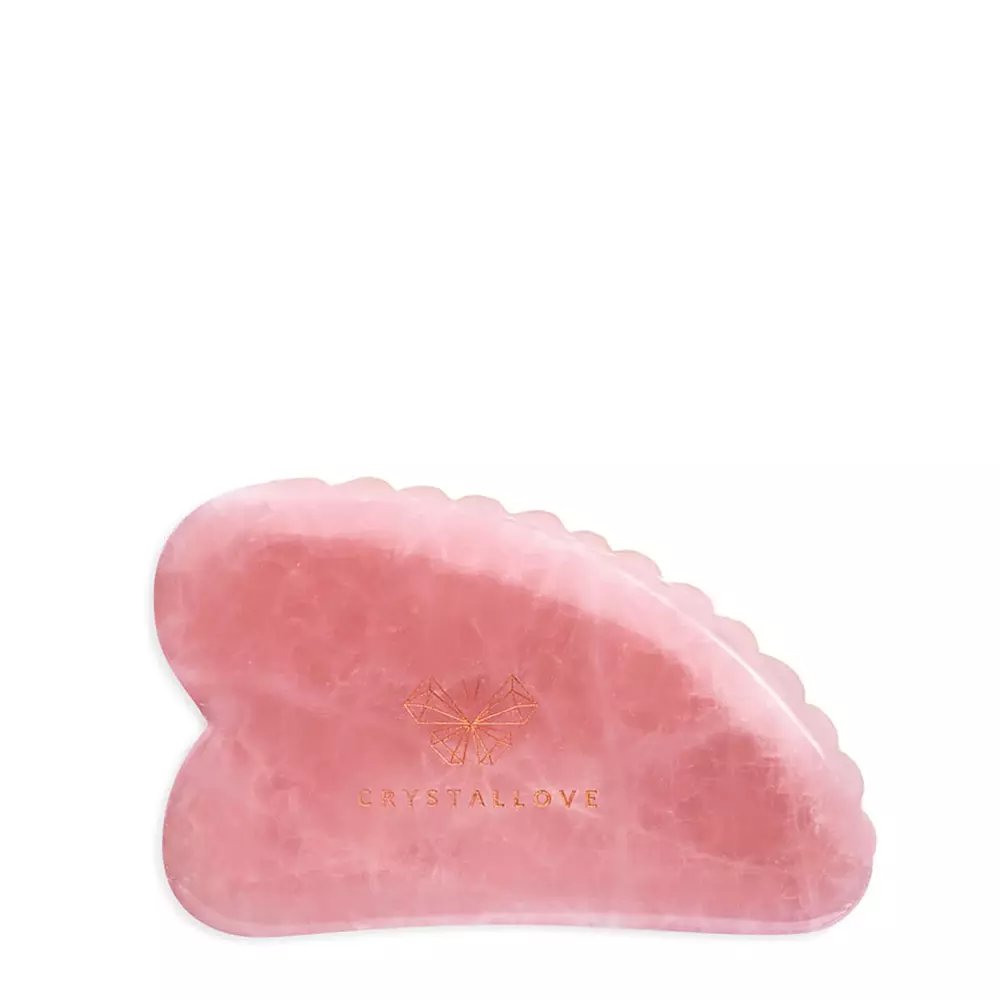 Crystallove - 3D Gua Sha z ružového kremeňa - 3D kameň Gua Sha - ružový kremeň - 1 ks