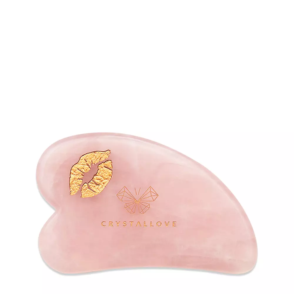 Crystallove - Selflove Set - Masážny kameň Gua Sha + srdiečko z ruženínu - 1 ks