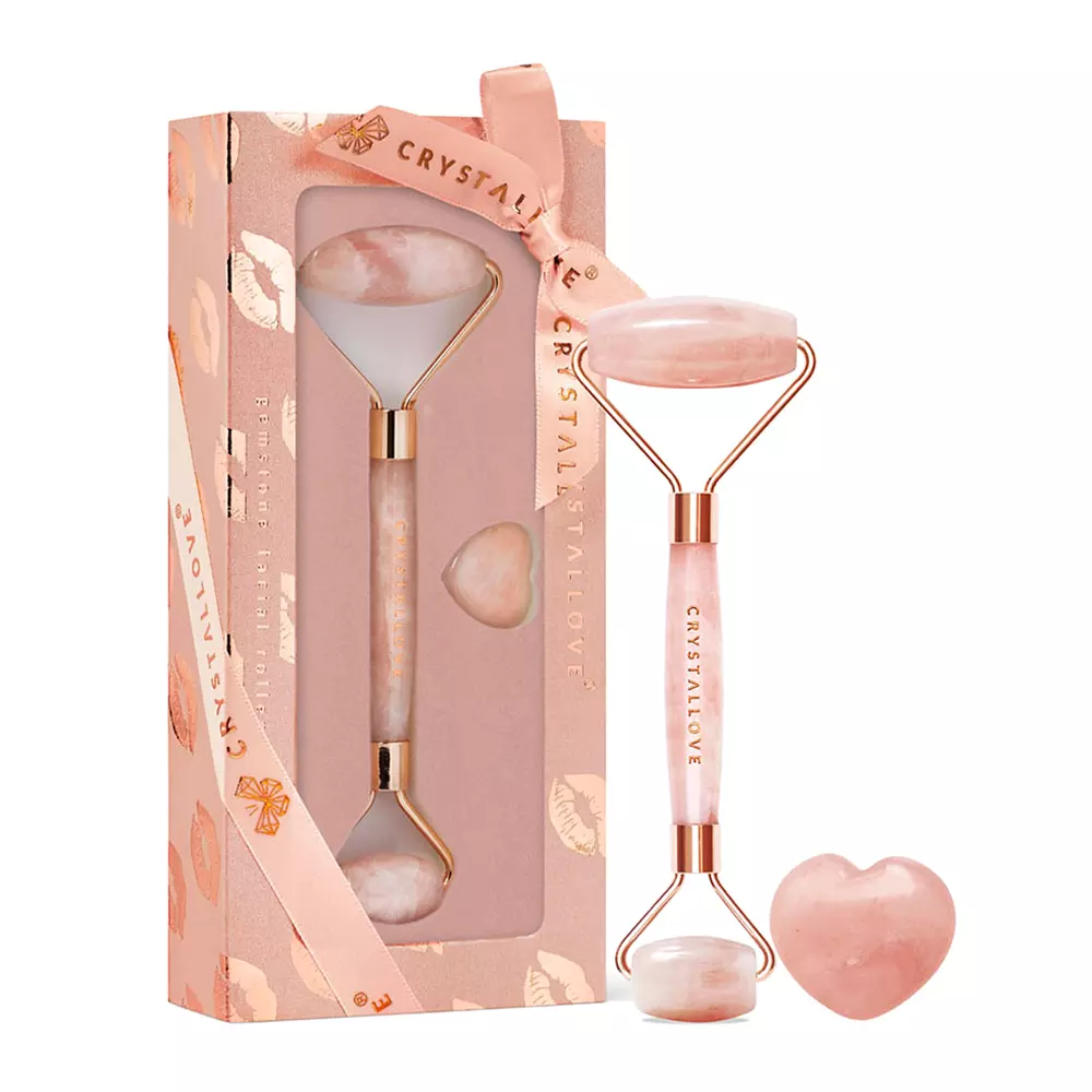 Crystallove - Selflove Set - Masážny roller + srdiečko z ruženínu - 1 ks