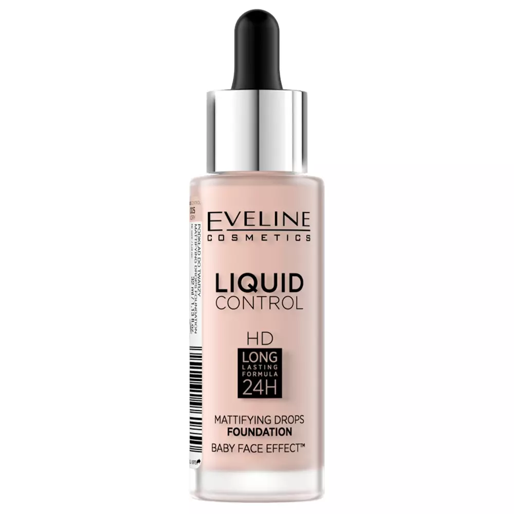 Eveline Cosmetics - Liquid Control HD Mattifying Drops Foundation - Zmatňujúci make-up - 005 Ivory - 32ml