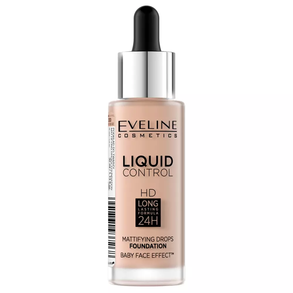 Eveline Cosmetics - Liquid Control HD Mattifying Drops Foundation - Zmatňujúci make-up - 030 Sand Beige - 32ml