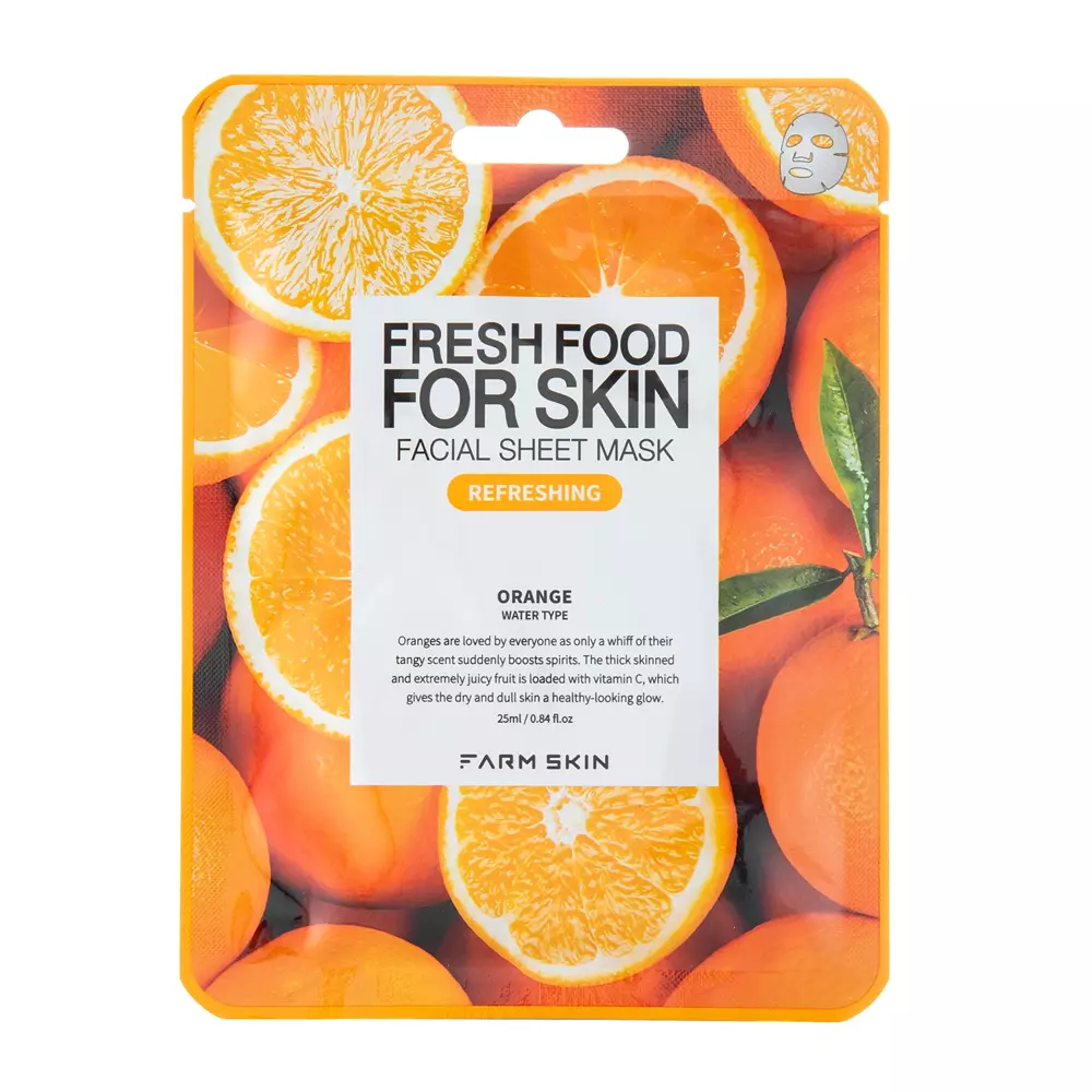 Farmskin - Fresh Food For Skin Facial Sheet Mask Orange - Osviežujúca plátienková maska - 25 ml