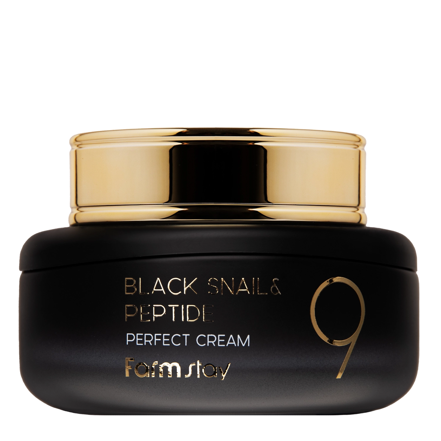 Farmstay - Black Snail & Peptide 9 Perfect Cream - Revitalizačný pleťový krém s peptidmi a slimačím slizom - 55 ml