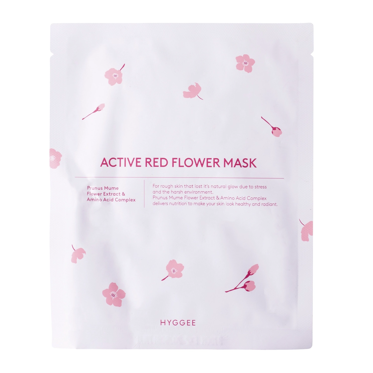 Hyggee - Active Red Flower Mask - Revitalizačná plátienková maska - 1ks / 35ml