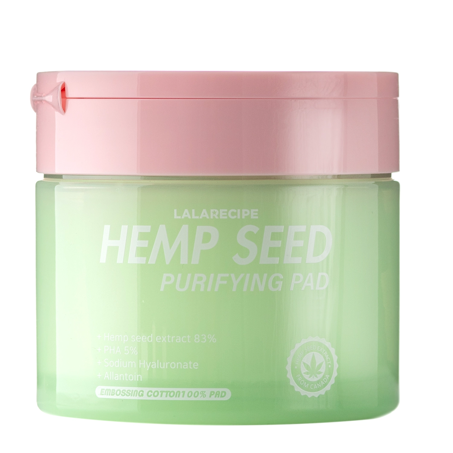 LalaRecipe - Hemp Seed Purifying Pad - Upokojujúce pleťové tampóny - 70 ks