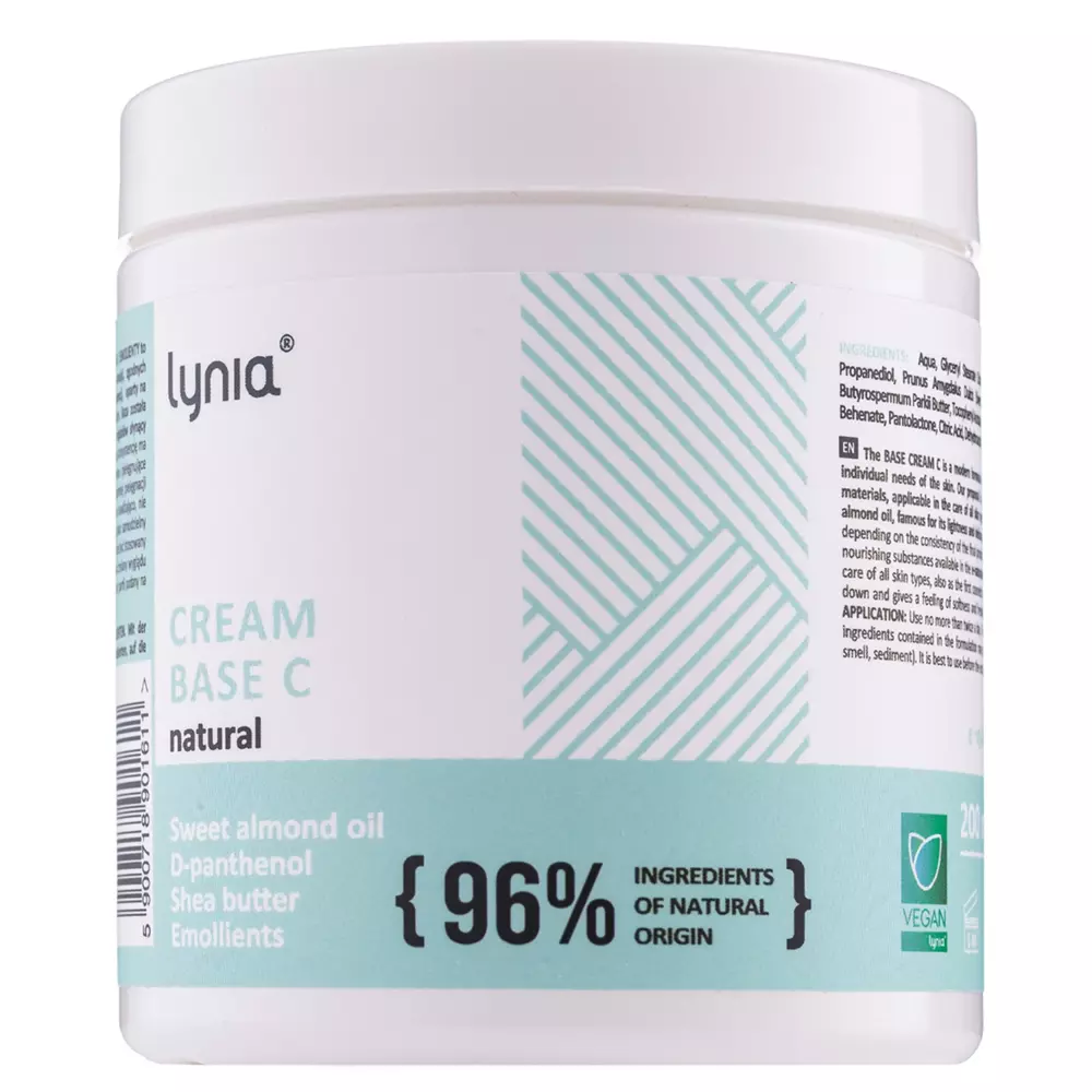 Lynia - Cream Base C Natural - Ľahký hydratačný krém/báza s vitamínmi B5 a E - 200 ml
