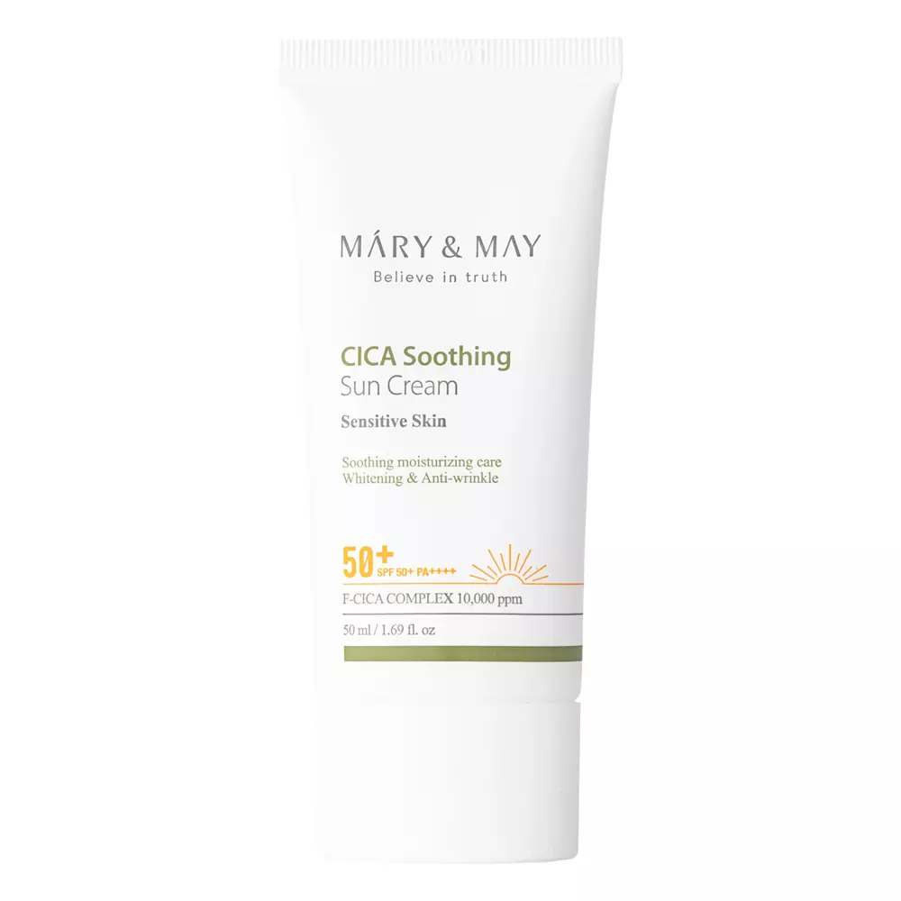 Mary&May - Cica Soothing Sun Cream SPF50+/PA++++ - Upokojujúci a hydratačný pleťový SPF krém - 50ml