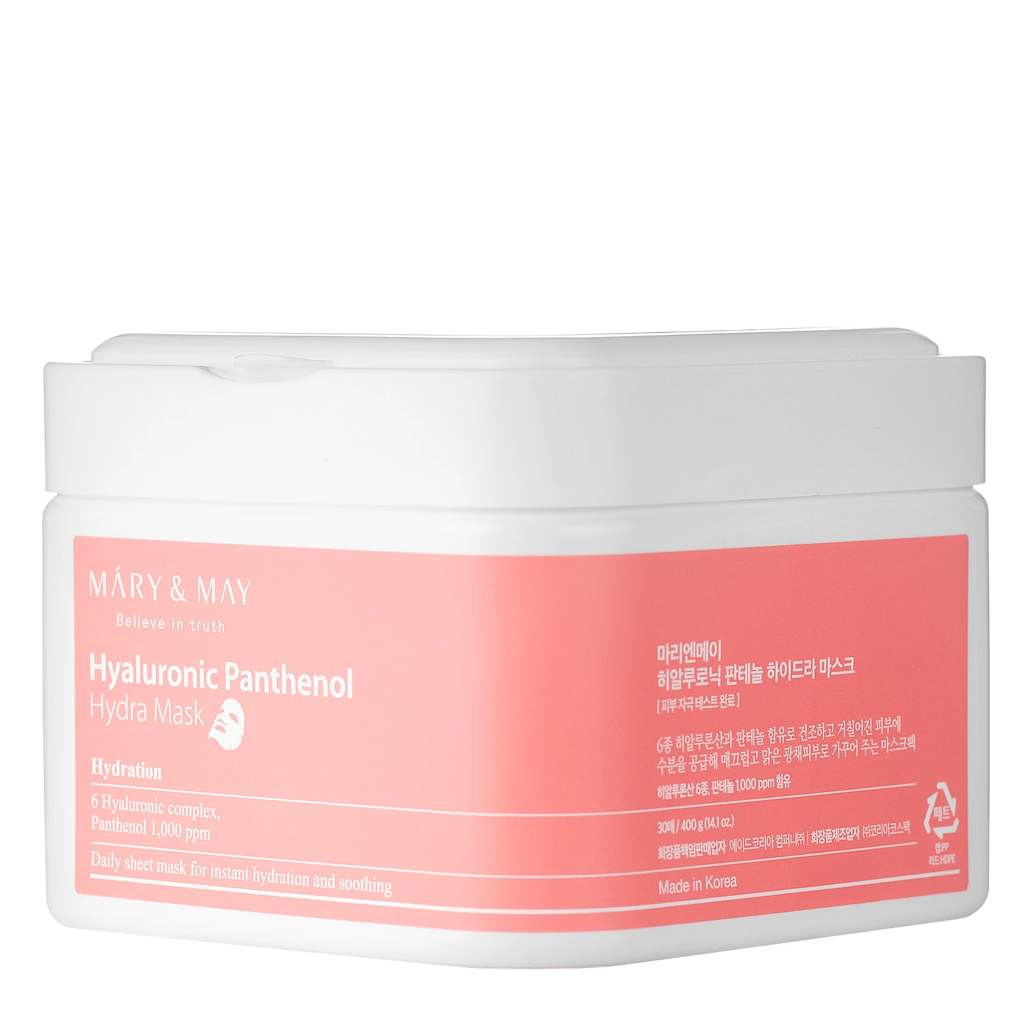 Mary&May - Hyaluronic Panthenol Hydra Mask - Sada hydratačných pleťových masiek - 30ks