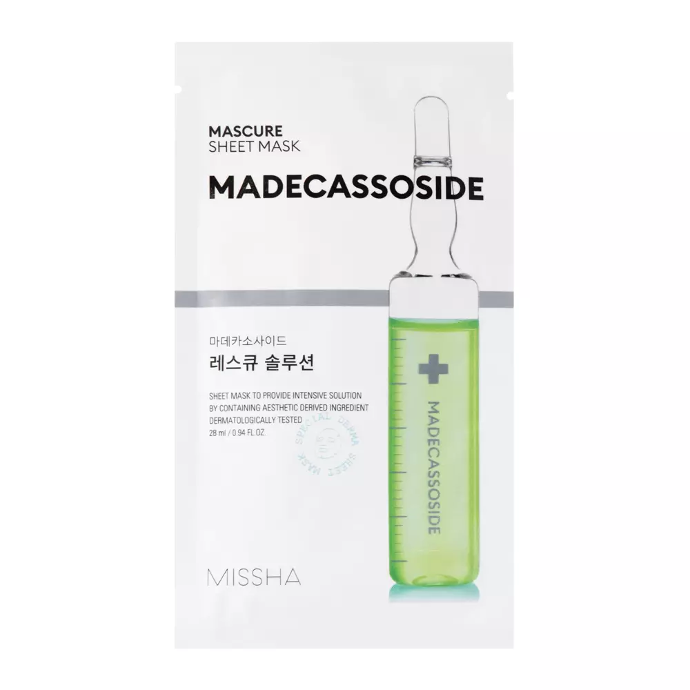 Missha - Mascure Rescue Solution Sheet Mask - Madecassoside - Upokojujúca textilná maska - 28ml