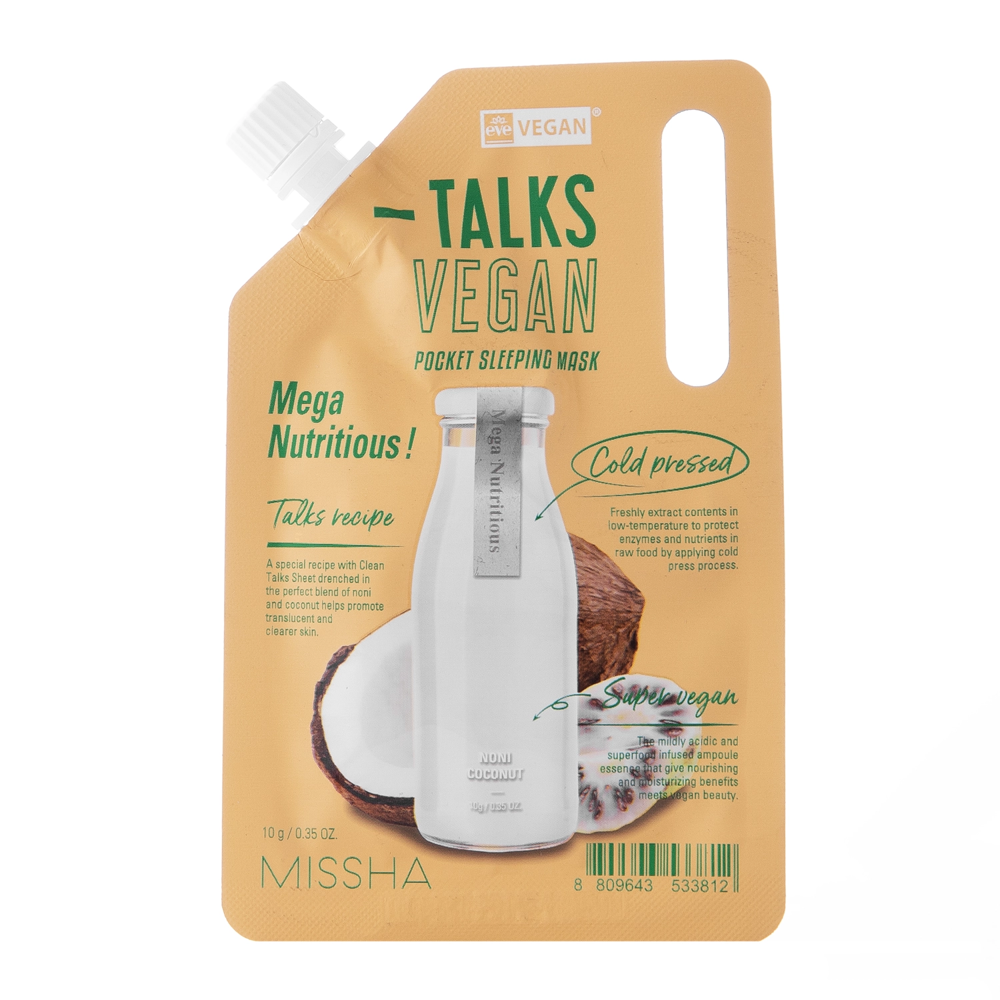 Missha - Talks Vegan Squeeze Pocket Sleeping Mask - Mega Nutritious - Nočná vyživujúca maska na tvár - 10g