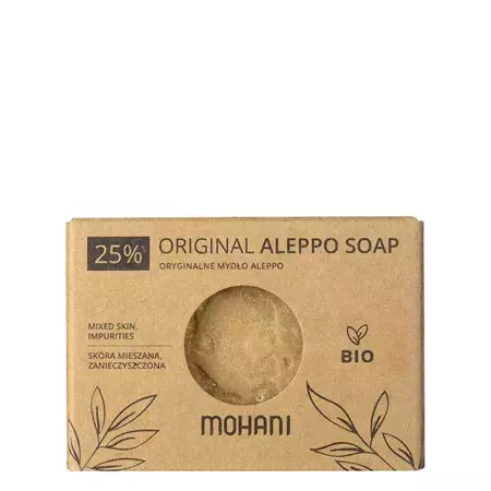 Mohani - Tuhé mydlo z Aleppa na tvár a telo s BIO olivovým a vavrínovým olejom - 25% - 185g