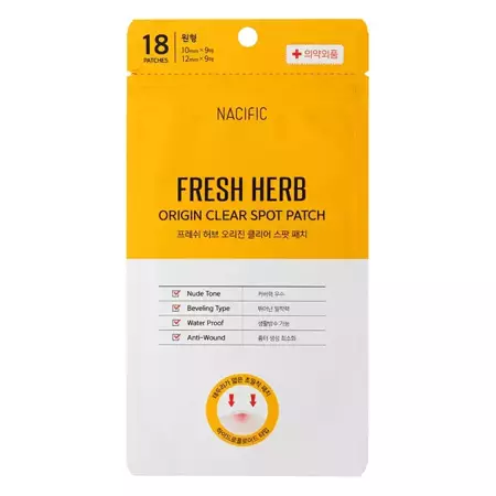 Nacific - Fresch Herb Origin Clear Spot Patch 18 - Náplasti na akné a jazvy po akné - 18 ks - 10 mm x 9 mg, 12 mm x 9 mg