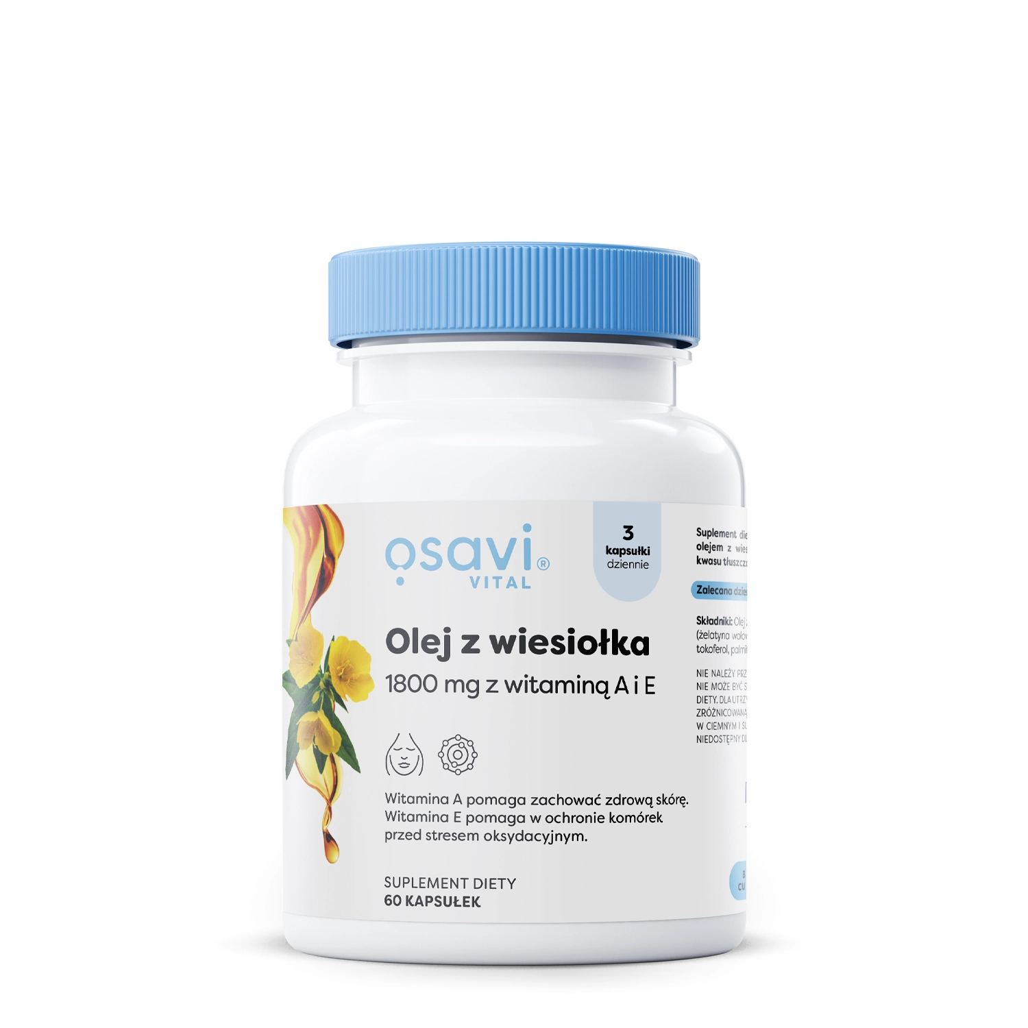 Osavi - Pupalkový olej s vitamínmi A a E 1800 mg - 60 mäkkých kapsúl 