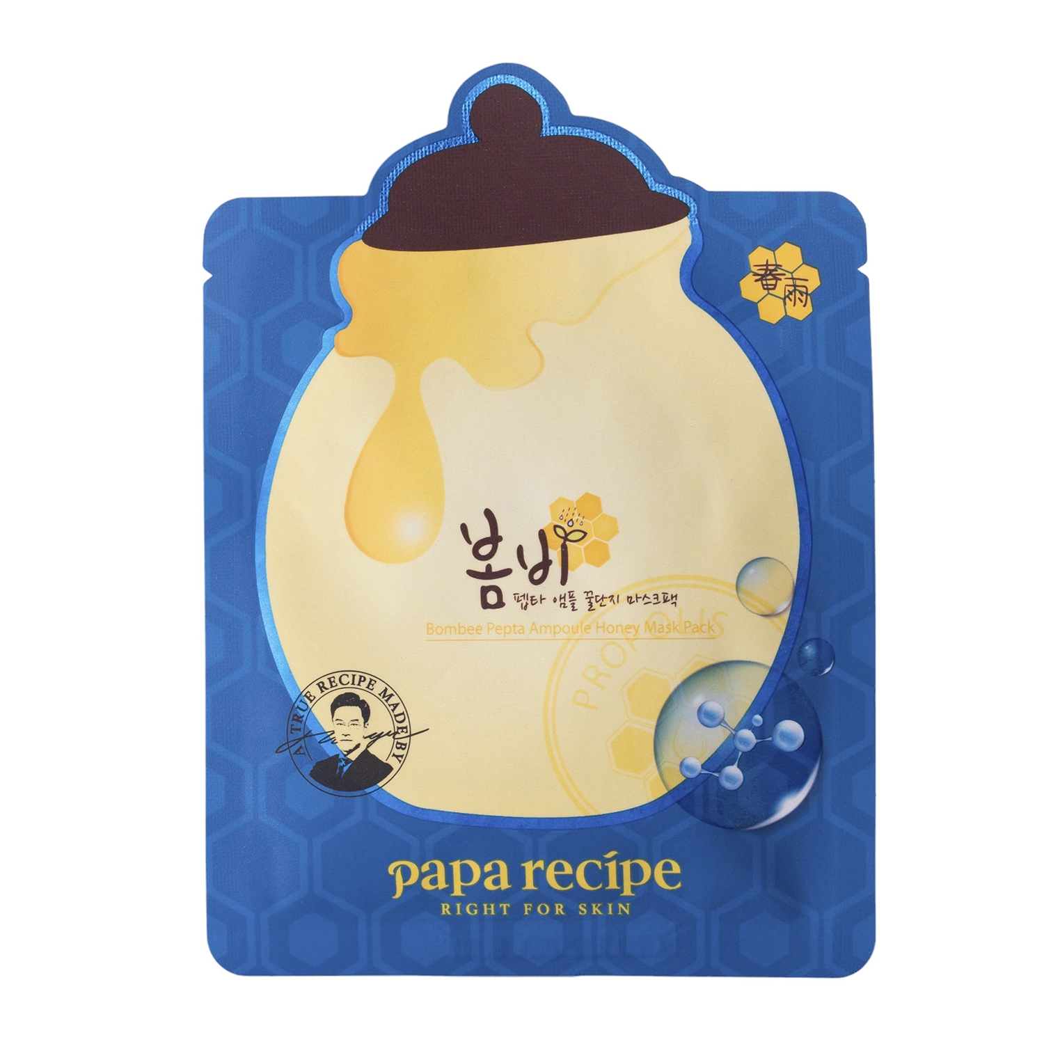 Papa Recipe - Bombee Pepta Ampoule Honey Mask - Vyhladzujúca plátienková maska s peptidmi - 1ks/25g