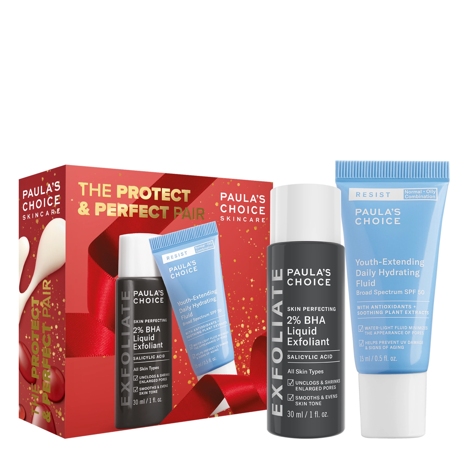 Paula's Choice - The Protect + Perfect Pair Holiday Box - Sada - Kyselinový peeling 30ml + Hydratačná emulzia 15ml