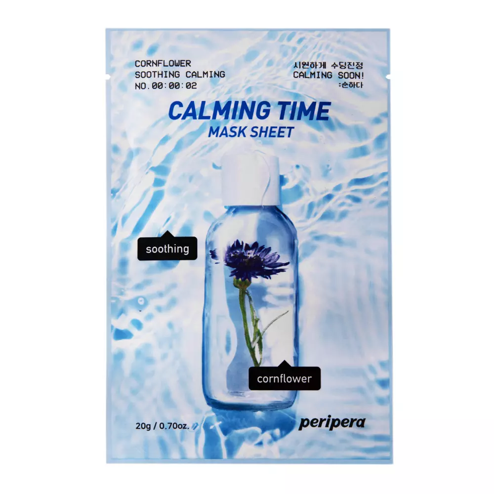 Peripera - Calming Time Mask Sheet Cornflower Soothing Calming - Upokojujúca textilná maska s nevädzou - 20 g