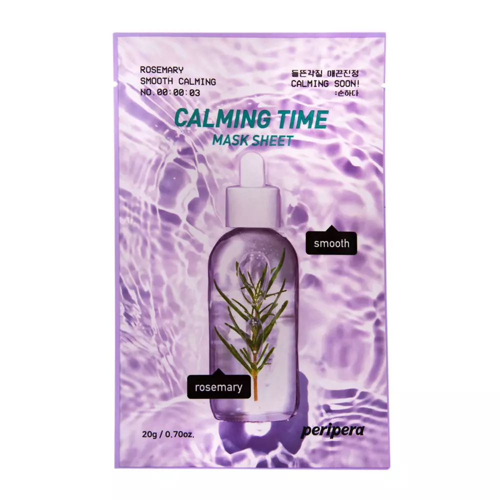 Peripera - Calming Time Mask Sheet Rosemary Smooth Calming - Vyhladzujúca plátienková maska s rozmarínom - 20 g