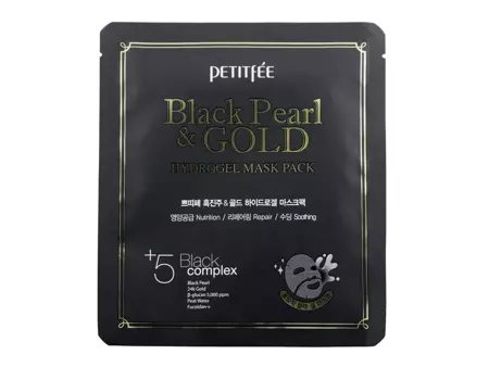 Petitfee - Black Pearl & Gold Hydrogel Mask Pack - Hydrogelová pleťová maska - čierna perla a zlato - 32 g