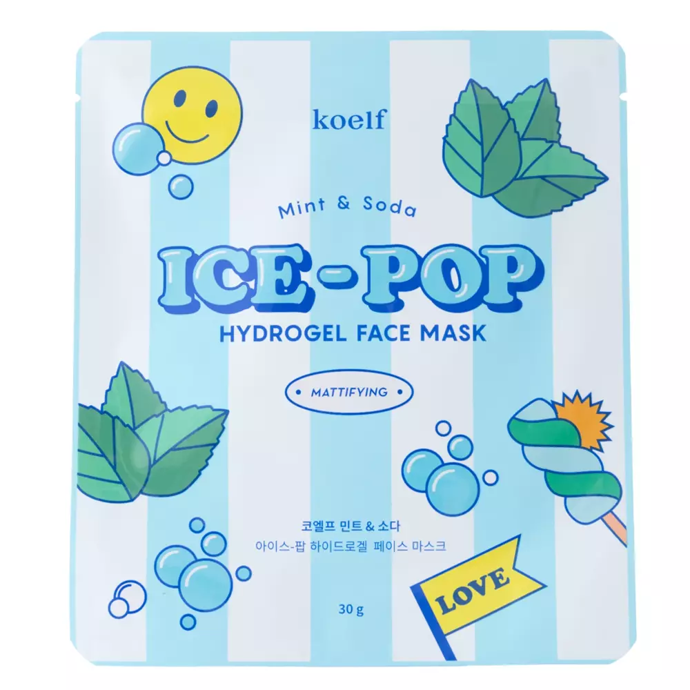 Petitfee - Koelf Mint & Soda ICE-POP Hydrogel Mask - Zmatňujúca hydrogélová maska na tvár - 30 g