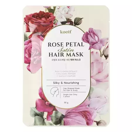 Petitfee - Koelf Rose Petal Satin Hair Mask - Maska na vlasy s čiapkou - 1 ks