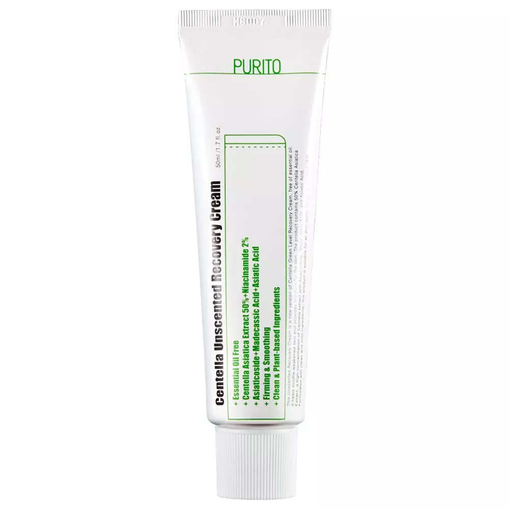 Purito - Centella Unscented Recovery Cream - Neparfémovaný regeneračný krém s pupočníkom ázijským - 50ml