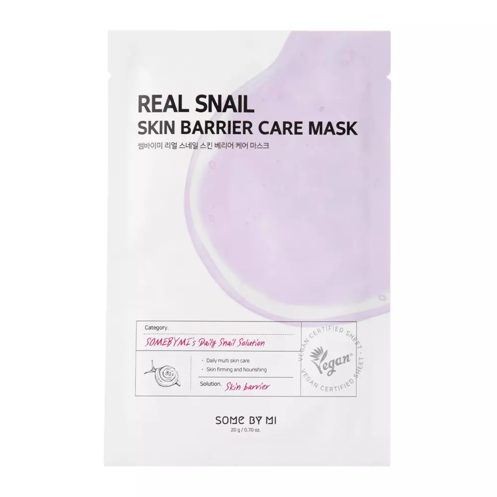 Some By Mi - Real Snail Skin Barrier Care Mask - Posilňujúca plátienková maska - 20 g