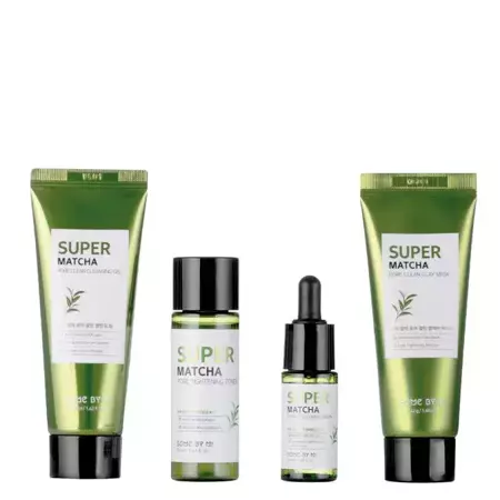 Some By Mi - Super Matcha Pore Care - Starter Kit - Sada redukujúca viditeľnosť rozšírených pórov - Tonikum - 30ml + Sérum - 10ml + Maska - 42g + Čistiaci gél - 42ml