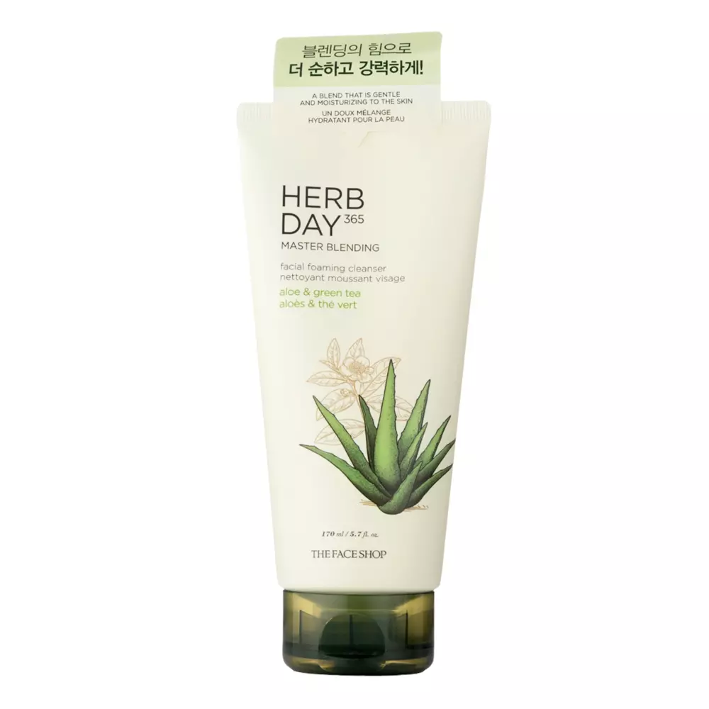 The Face Shop - Herb Day 365 - Master Blending Foaming Cleanser Aloe & Green Tea - Krémová čistiaca pena - 170 ml