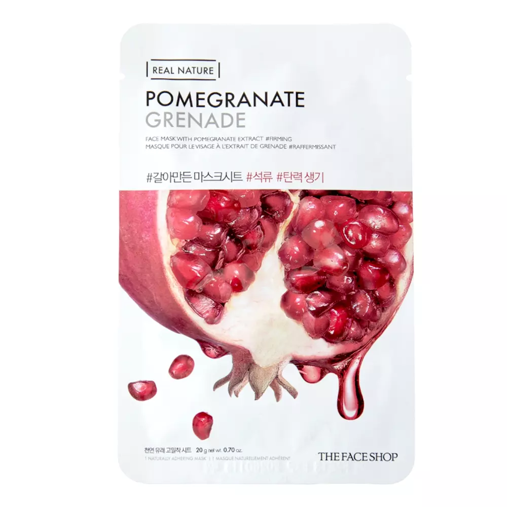 The Face Shop - Real Nature Face Mask Pomegranate - Plátienková maska s extraktom z granátového jablka - 20 g