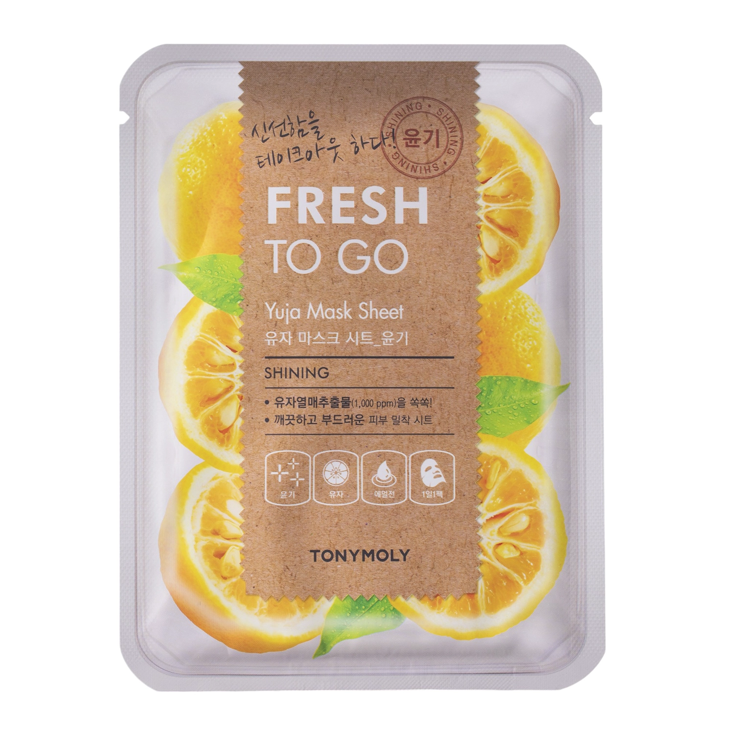 TonyMoly - Fresh To Go Yuja  Mask Sheet - Vyživujúca plátienková maska - 1ks / 22g