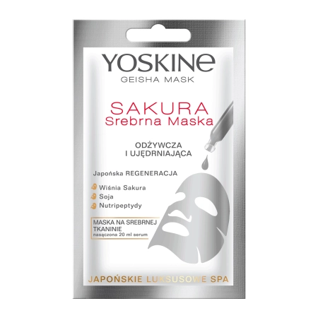 Yoskine - Geisha Mask - Strieborná textilná maska - Sakura - 20ml