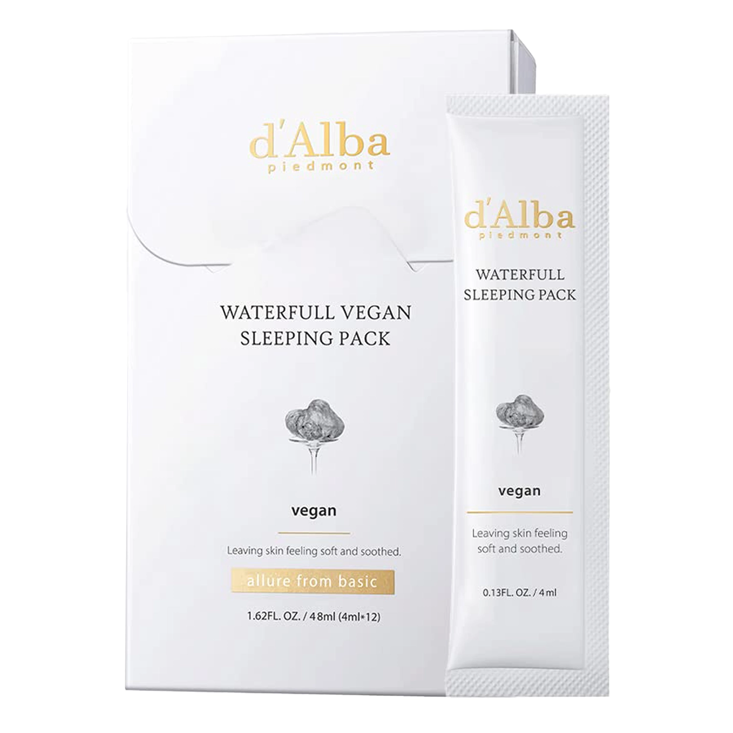 d'Alba - Waterfull Vegan Sleeping Pack - Hydratačná nočná maska na tvár - 12 x 4 ml