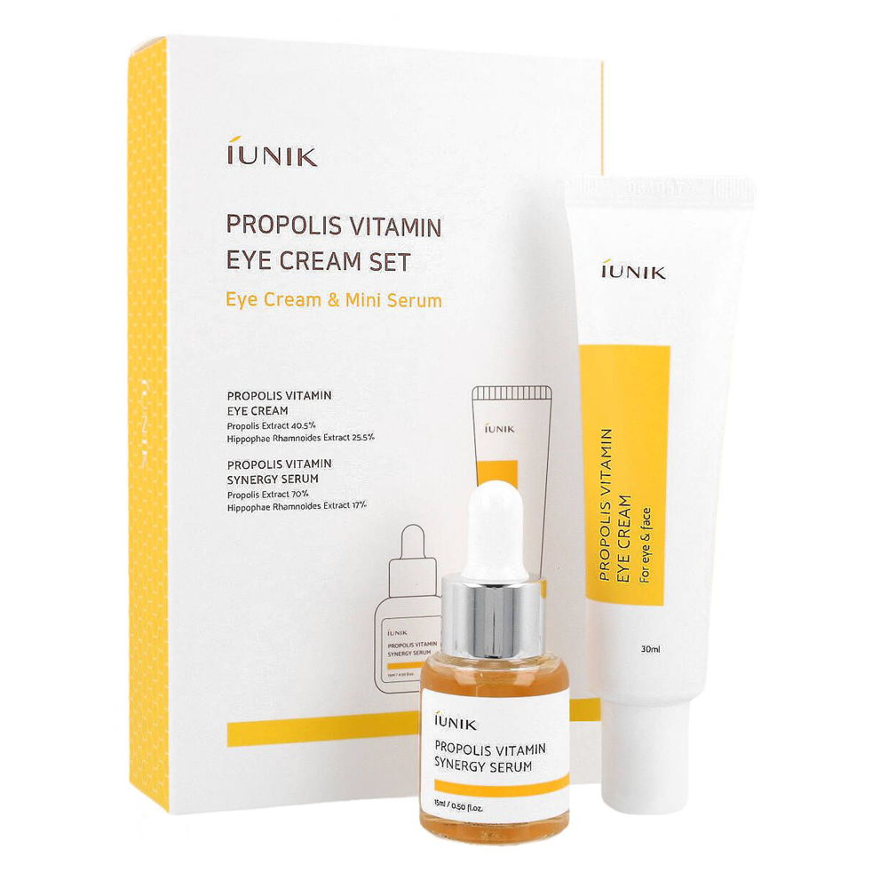 iUNIK - Propolis Vitamin Eye Cream Set - Vyživujúca sada pre zrelú pleť - očný krém + sérum